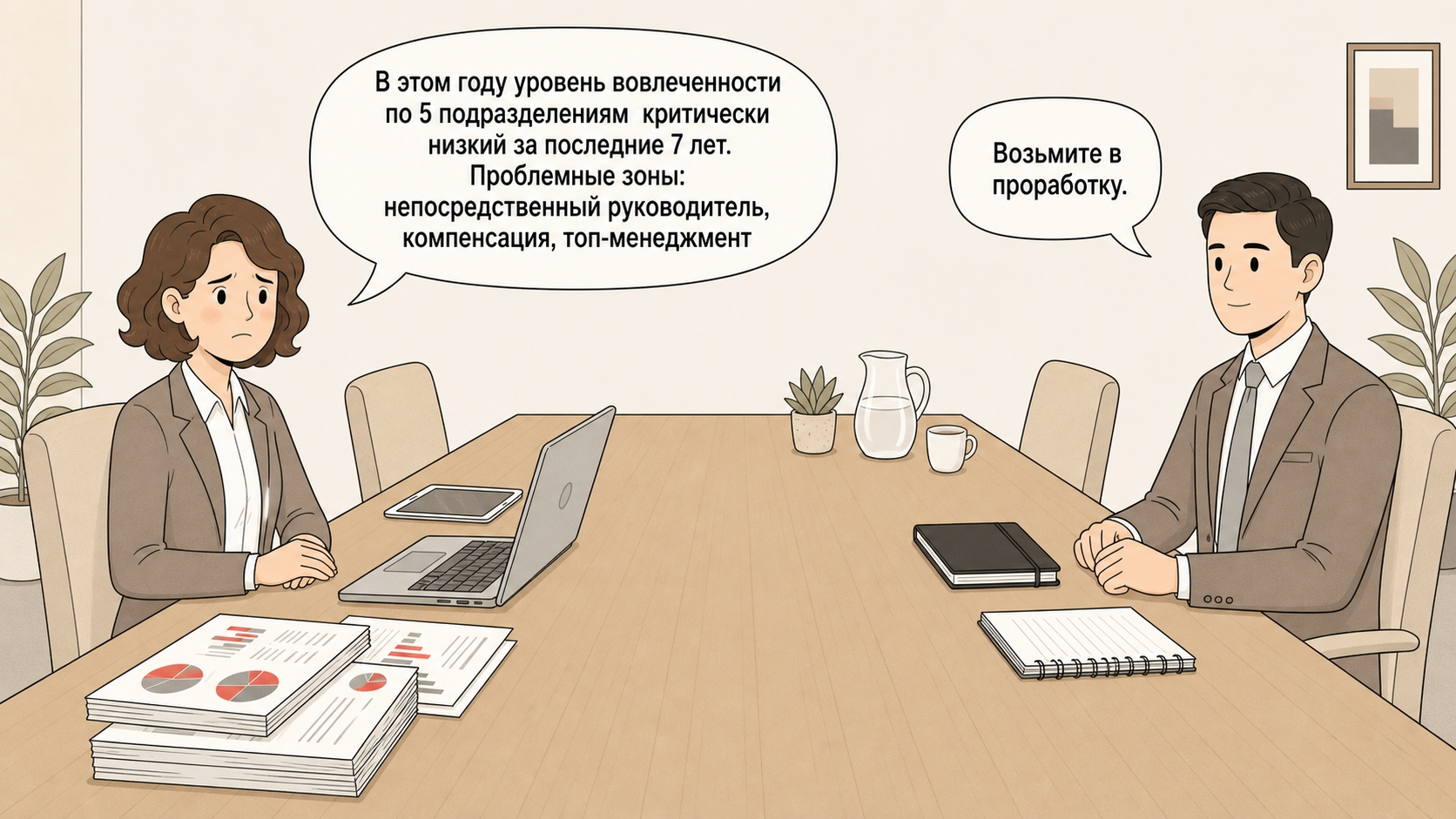Возьмите в проработку: если бизнес не видит ценности вовлеченности, важно показать ее влияние на ключевые бизнес-метрики и управленческие результаты